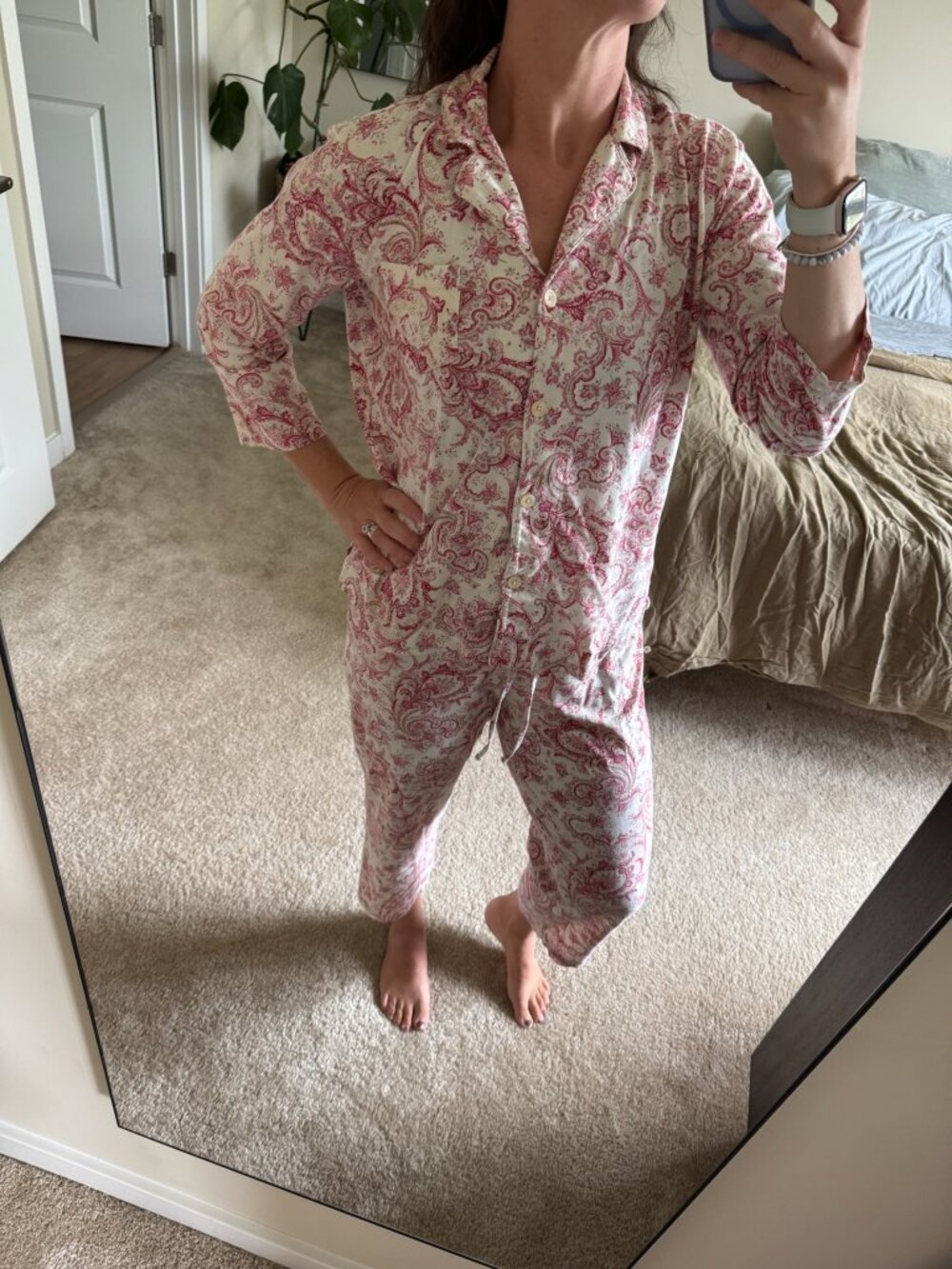 Lauren Ralph Lauren Pink Paisley Cotton Pajama Set Size Medium